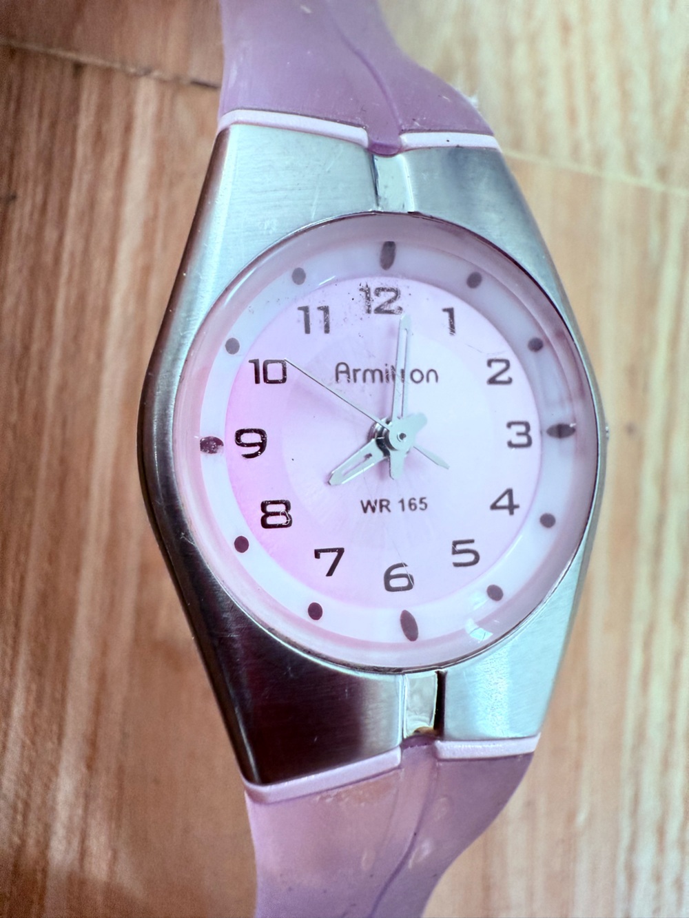 Armitron ladies pink silver tone watch NEW BATTERY